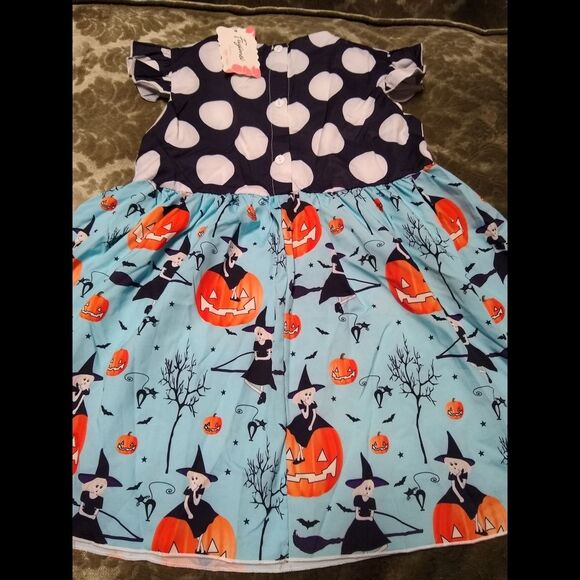 NWT Witch/Polka Dot Print Dress Size 5 Halloween Spooky Season - Picture 4 of 6